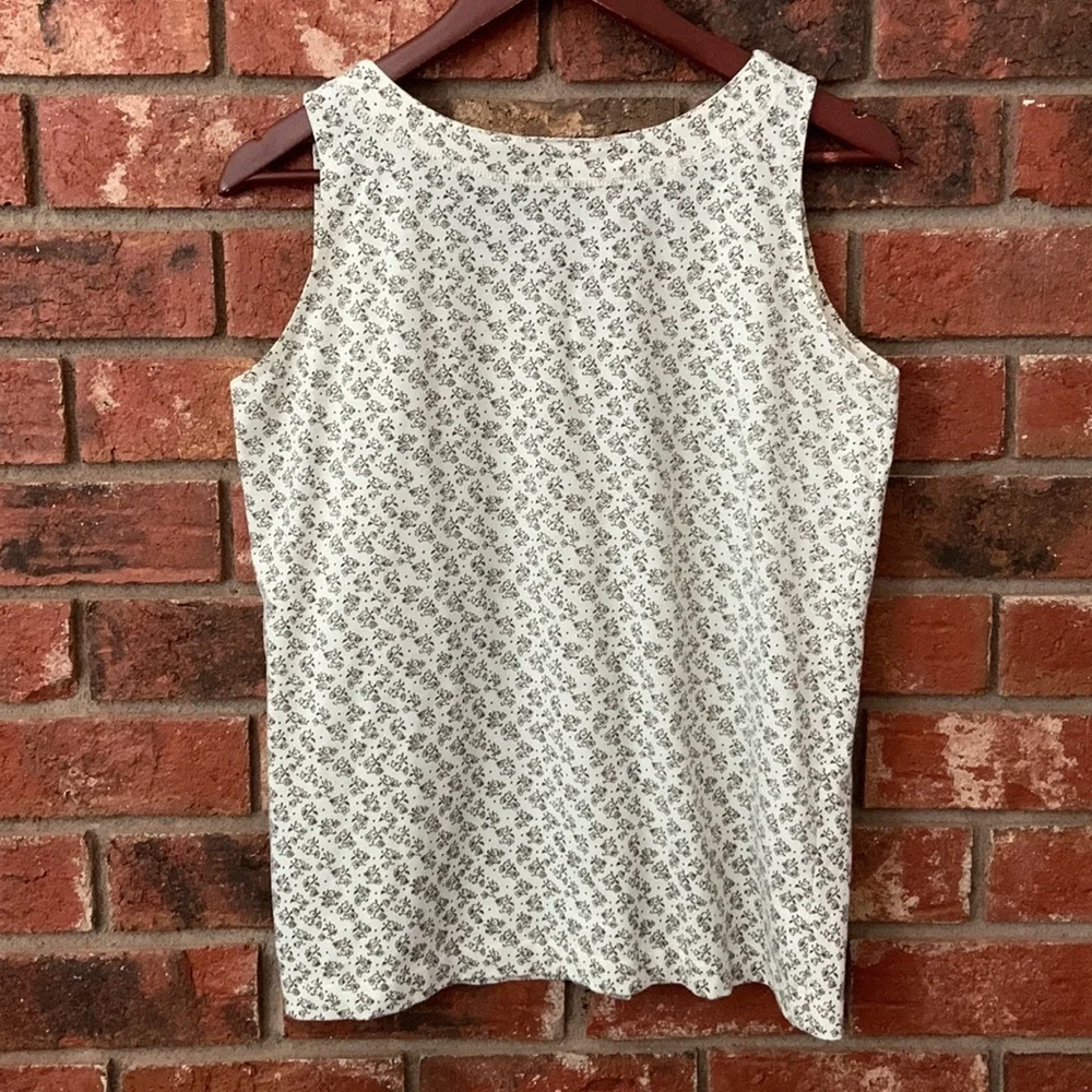 Vintage Palm Grove Cream Print Button Front Sleeveless Top - Picture 5 of 5